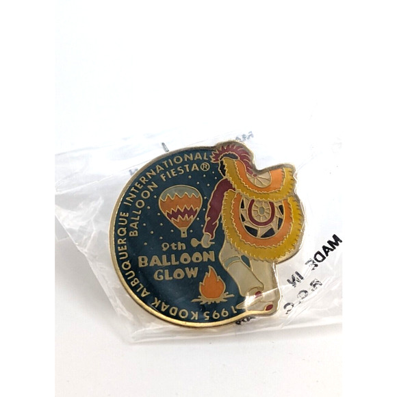 1995 Balloon Glow Albuquerque Int'l Balloon Fiesta Enamel Pin Native Man Fire.. - Picture 5 of 5